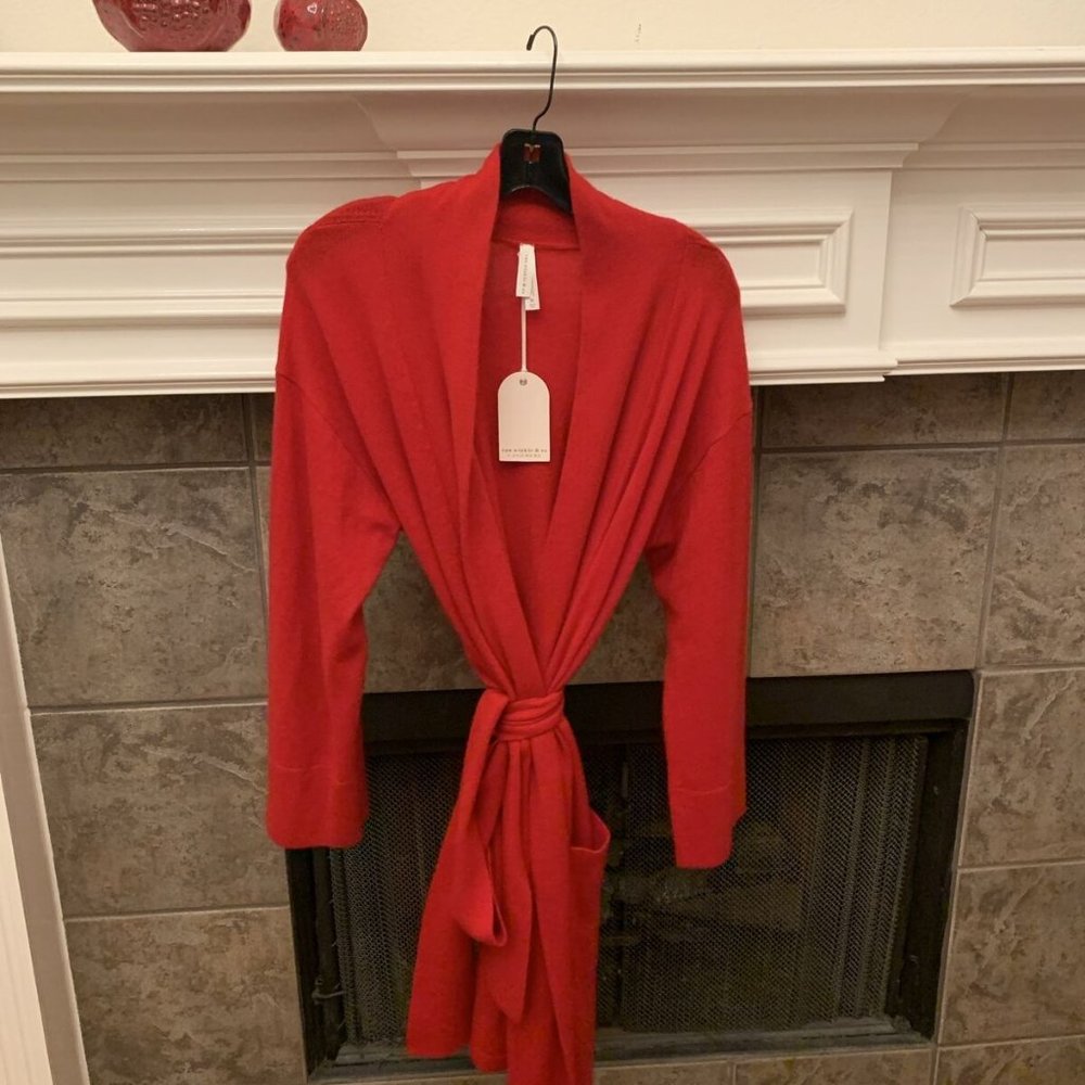 NWT Van Winkle & CO. WOMENS RED Cashmere SHAWL COLLAR ROBE - Picture 8 of 13
